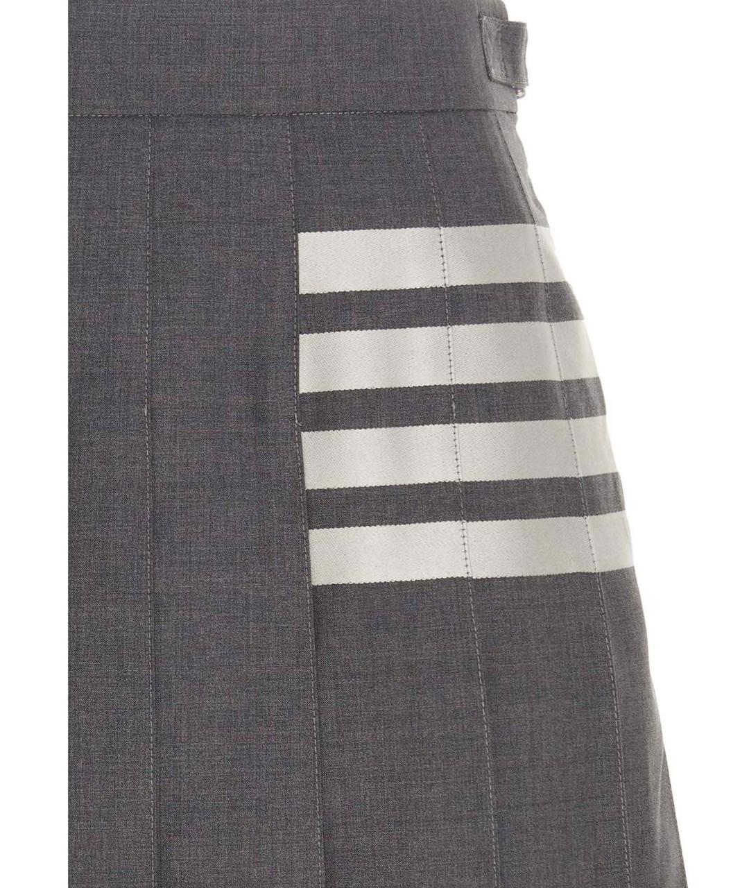 THOM BROWNE Серая шерстяная юбка макси, фото 1