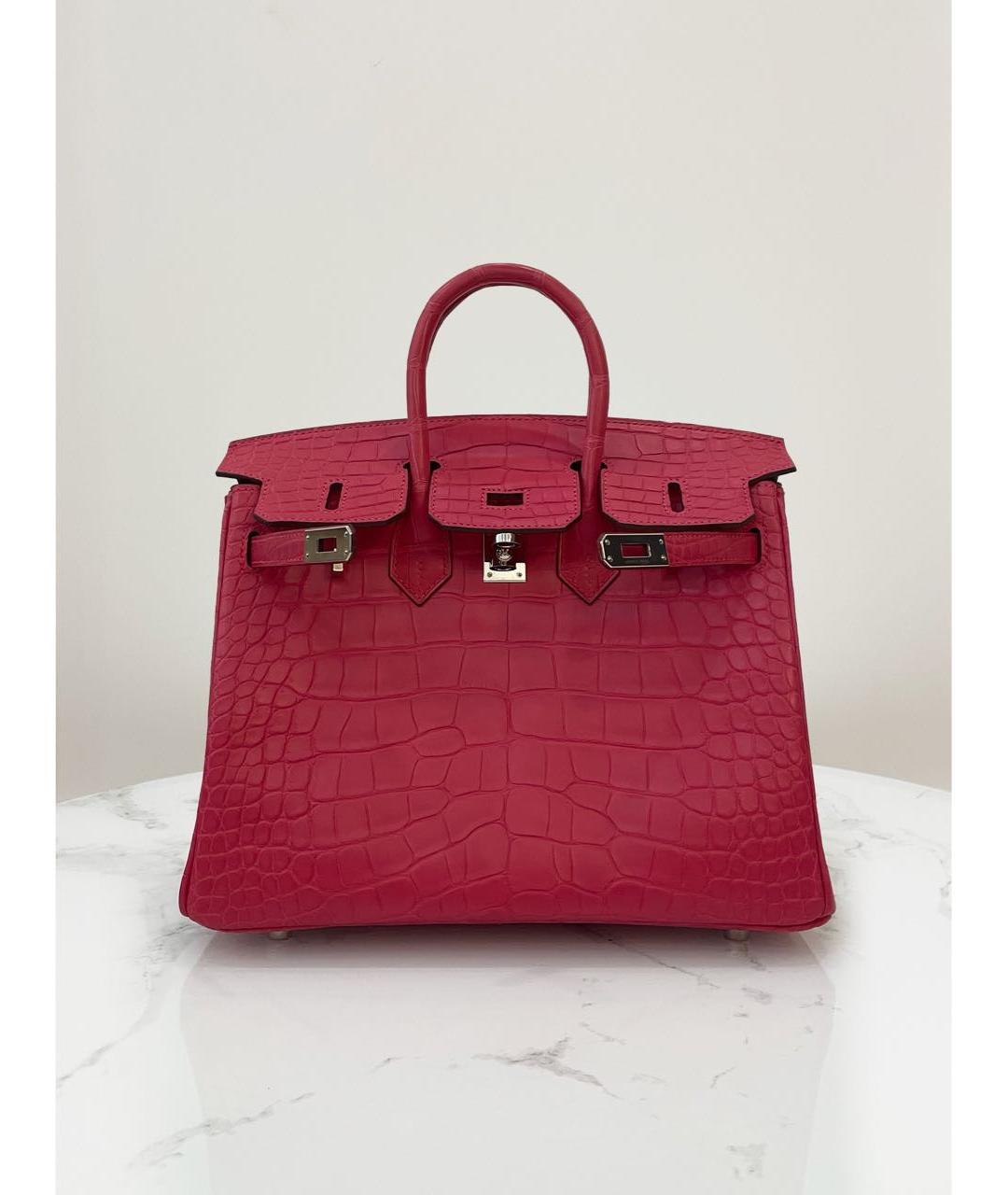 HERMES Розовая сумка тоут из экзотической кожи, фото 7