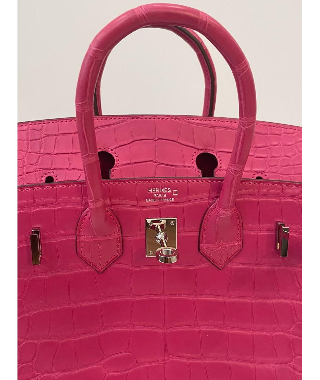 HERMES Розовая сумка тоут из экзотической кожи, фото 5