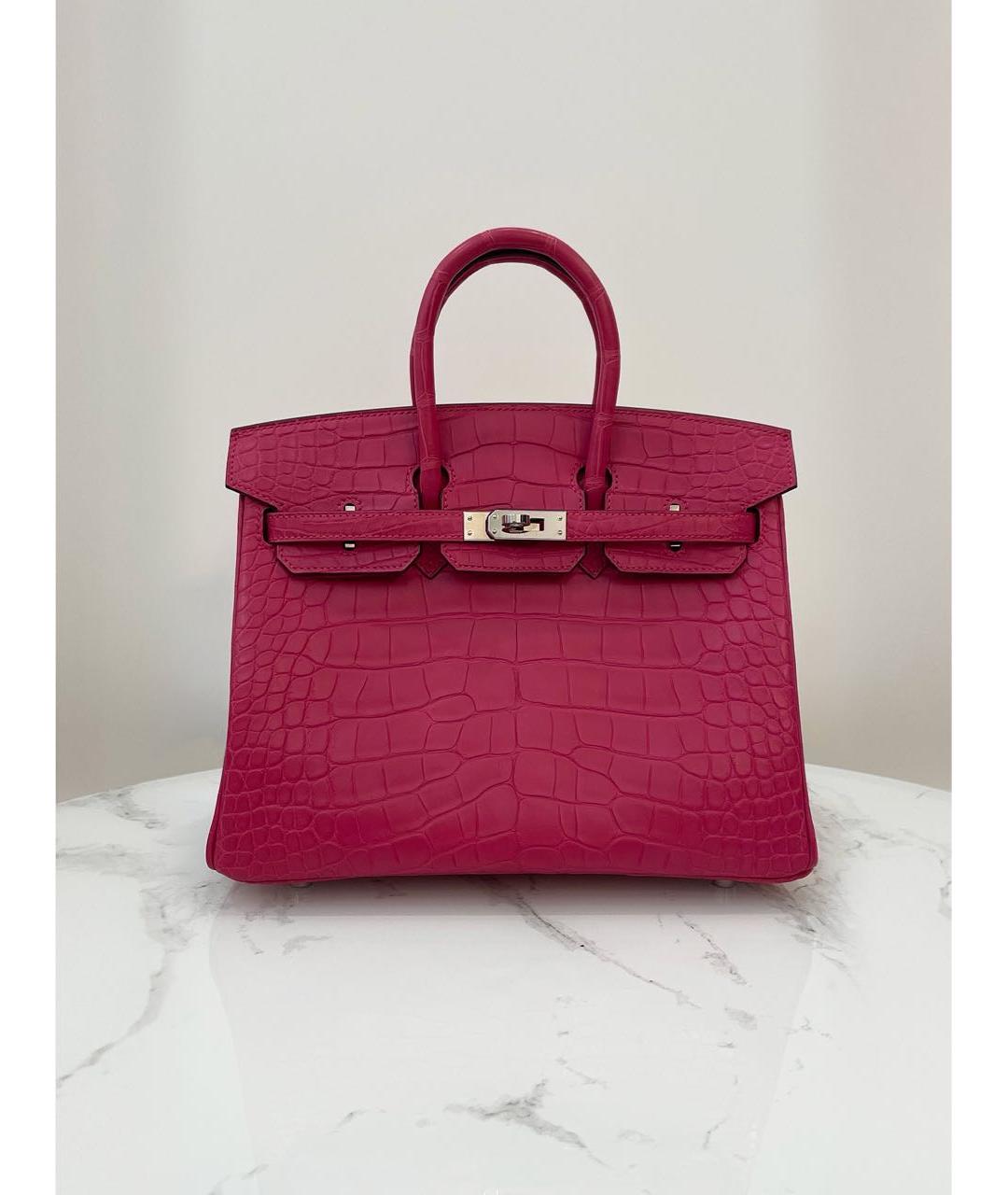 HERMES Розовая сумка тоут из экзотической кожи, фото 8