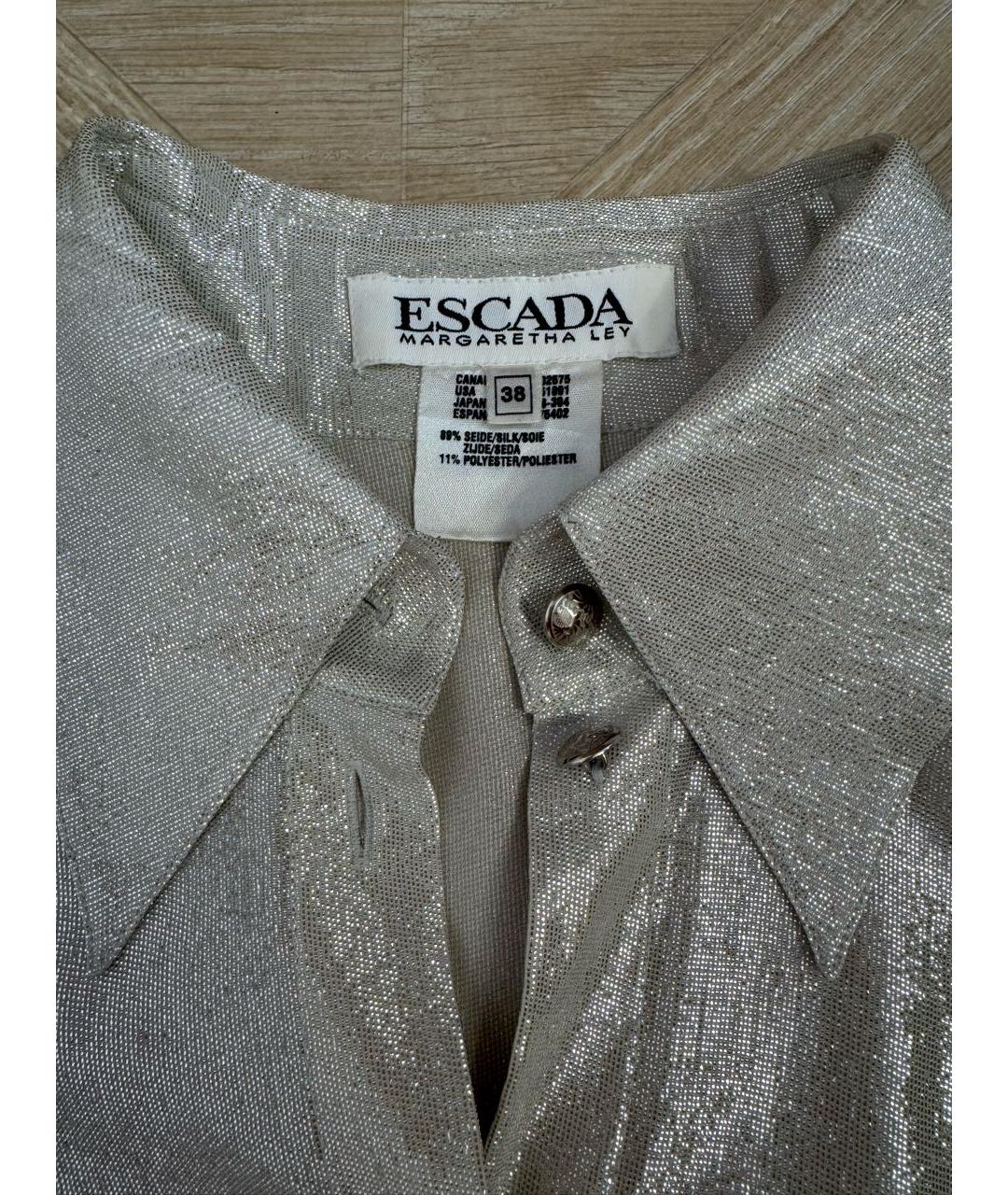 ESCADA Серебряная шелковая блузы, фото 3