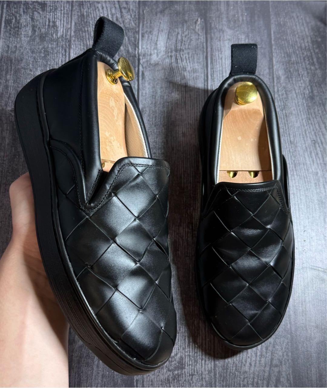 BOTTEGA VENETA Черные кожаные слипоны, фото 2