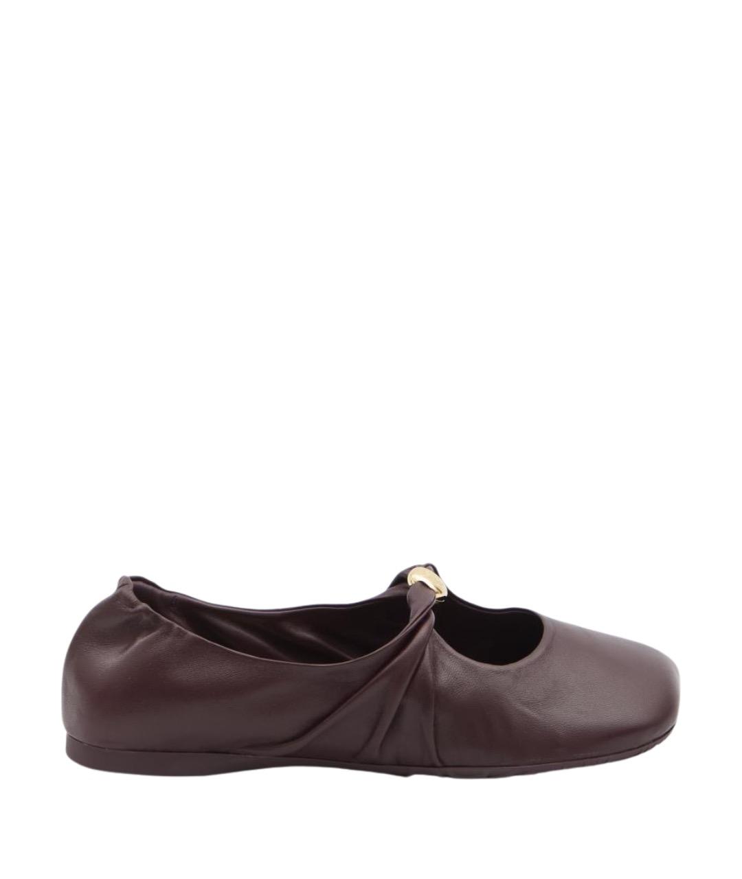 LOEWE Бордовые кожаные балетки, фото 1