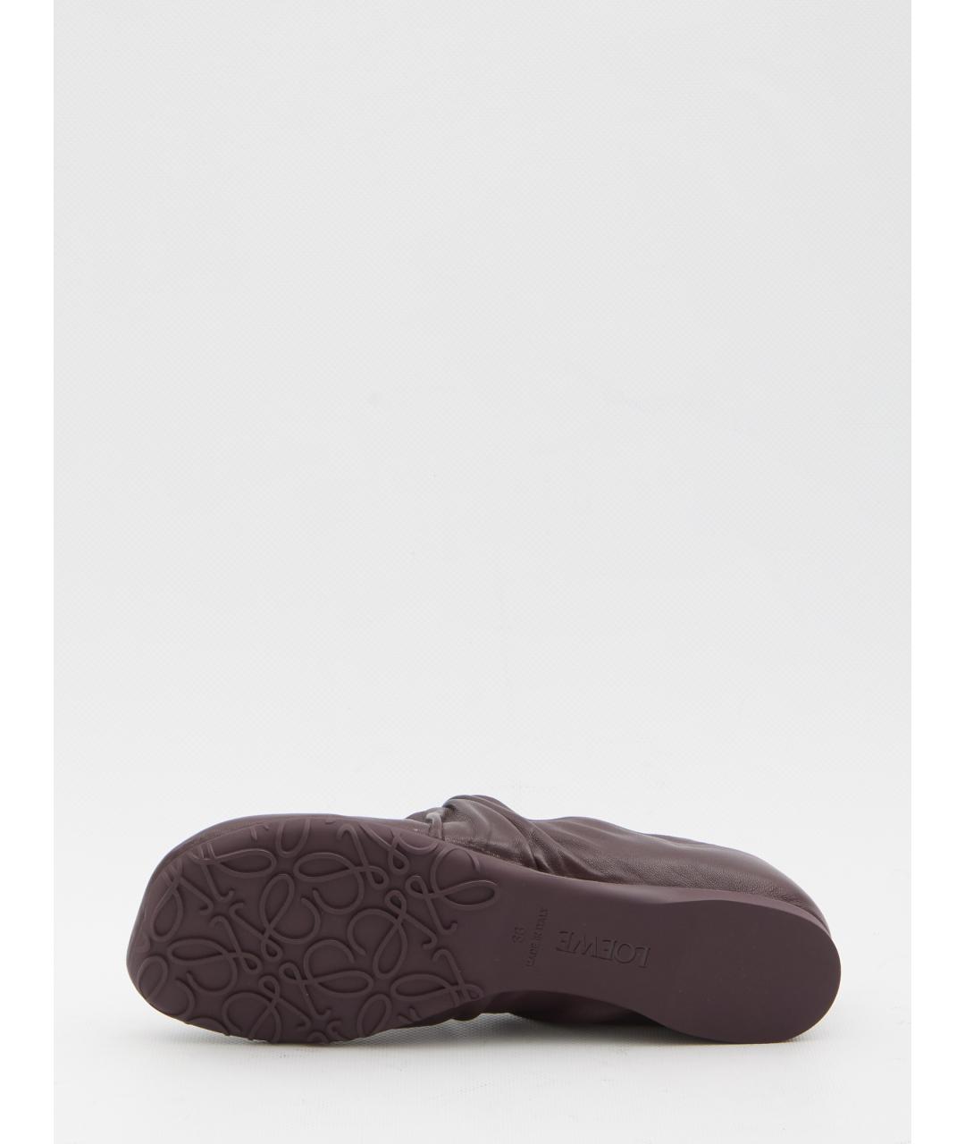 LOEWE Бордовые кожаные балетки, фото 4