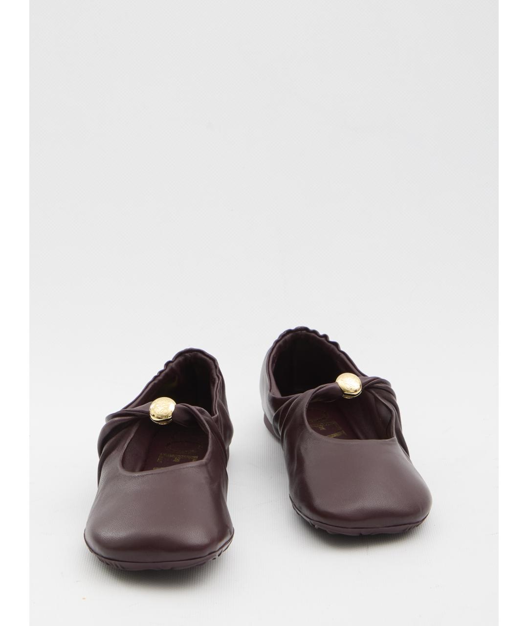LOEWE Бордовые кожаные балетки, фото 5