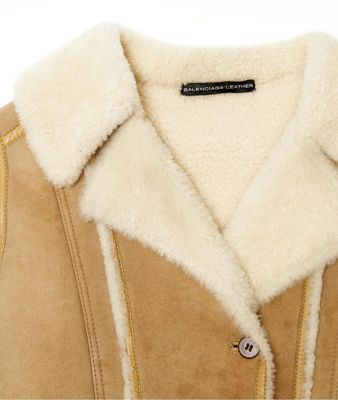 BALENCIAGA Бежевая кожаная дубленка, фото 3