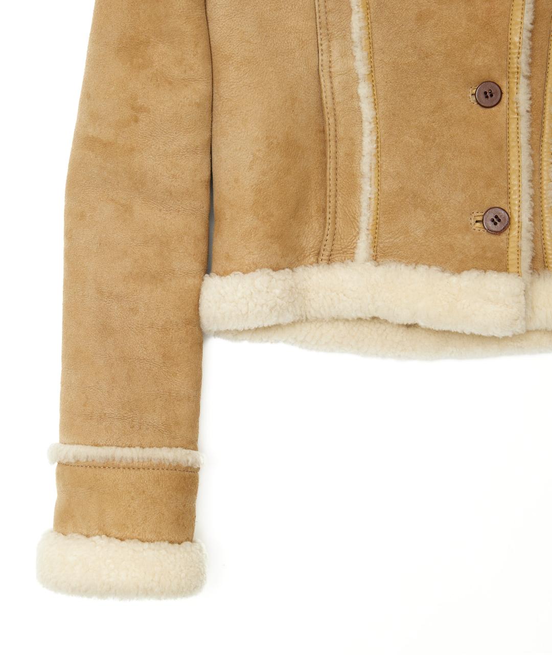 BALENCIAGA Бежевая кожаная дубленка, фото 4