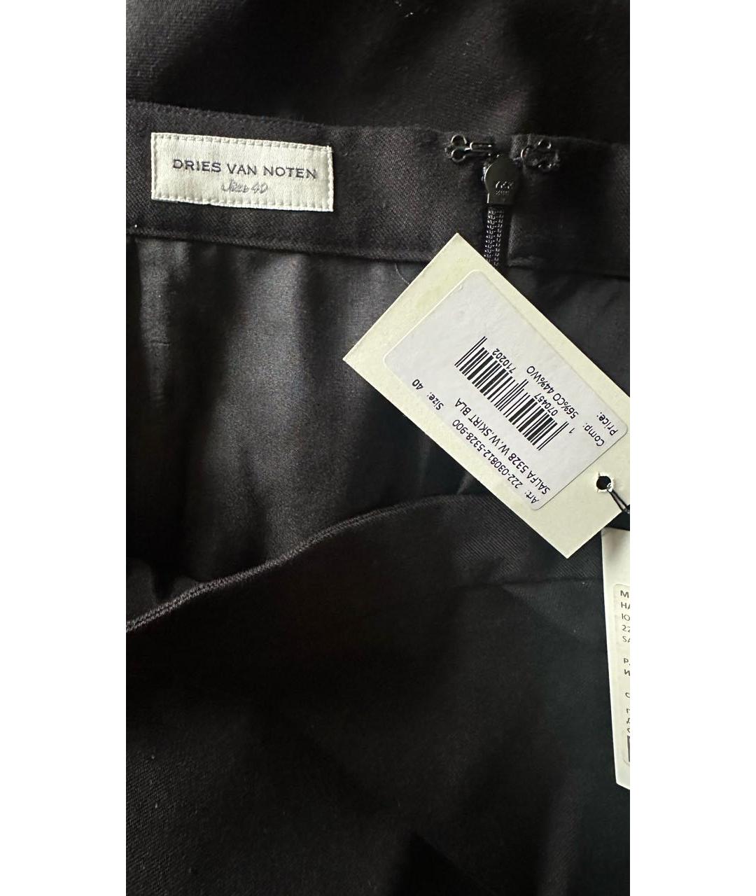 DRIES VAN NOTEN Черная шерстяная юбка миди, фото 3