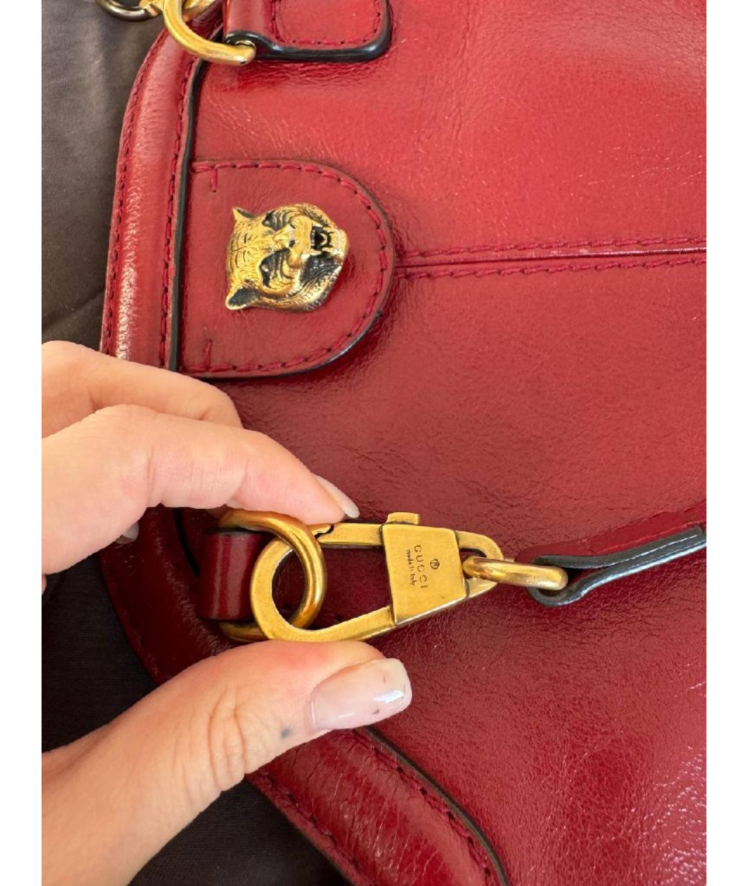 GUCCI Бордовая кожаная сумка тоут, фото 5