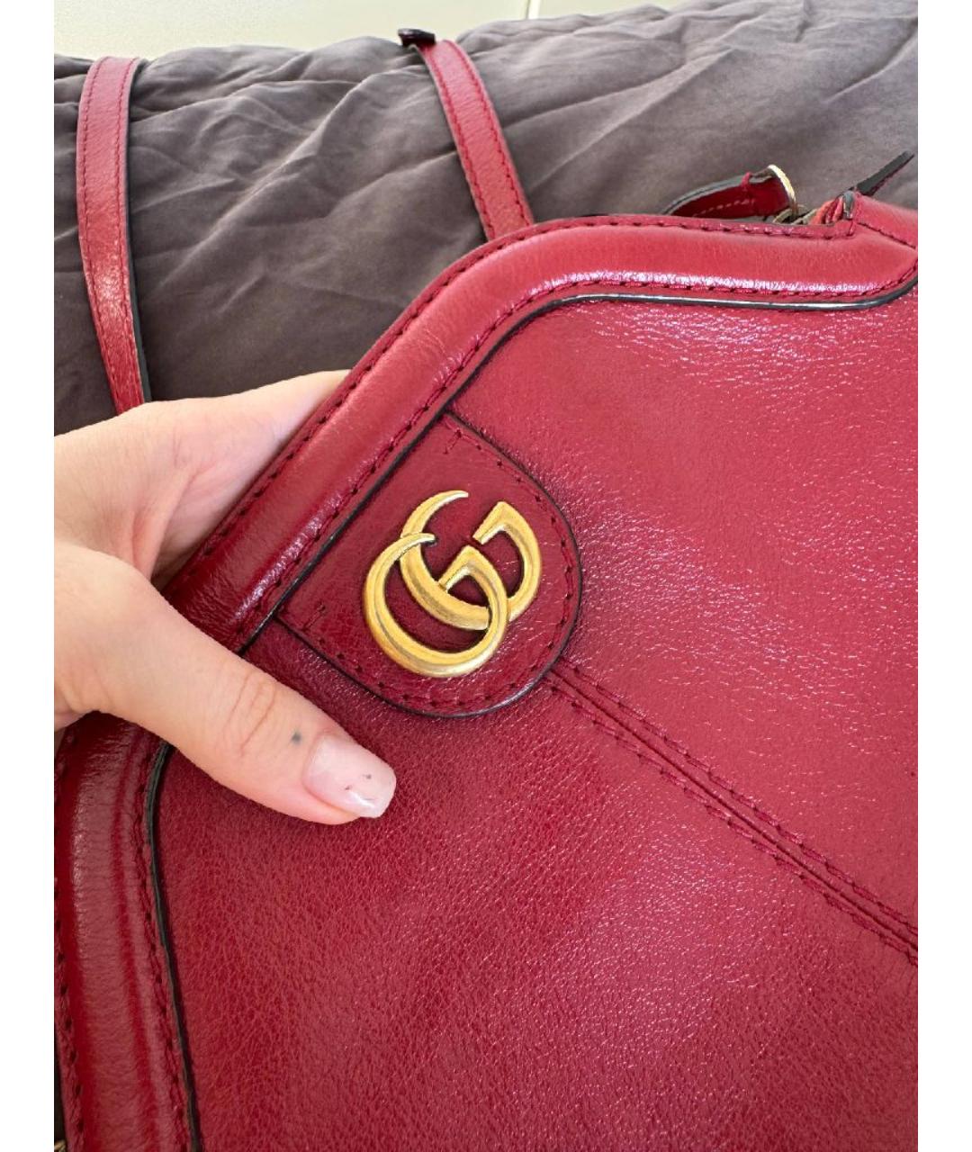 GUCCI Бордовая кожаная сумка тоут, фото 7
