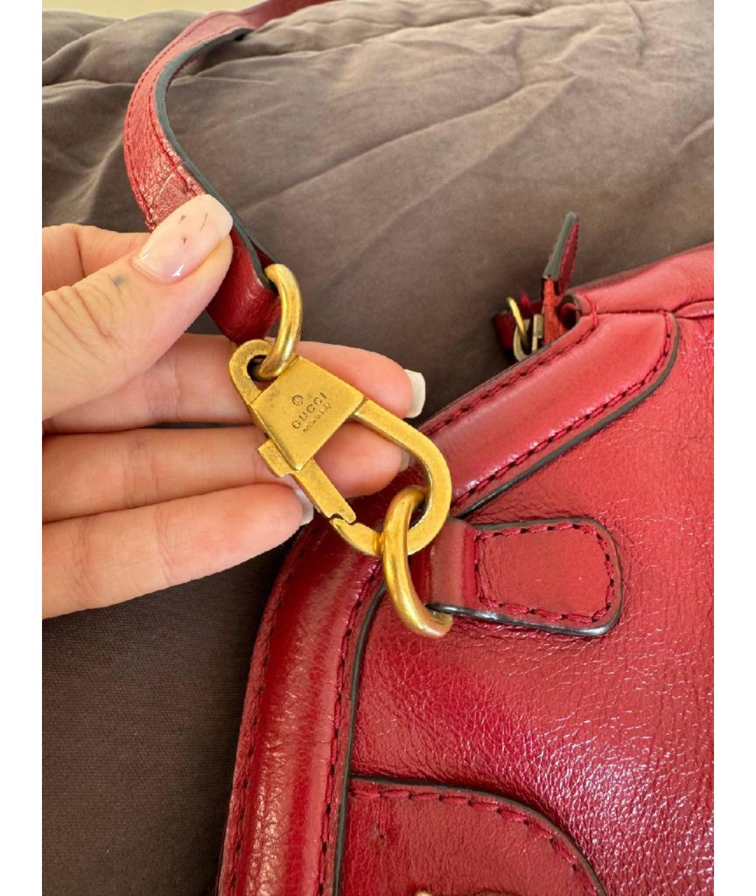 GUCCI Бордовая кожаная сумка тоут, фото 6
