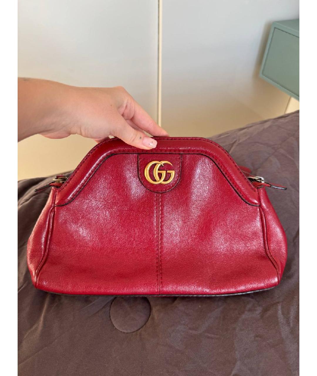 GUCCI Бордовая кожаная сумка тоут, фото 9