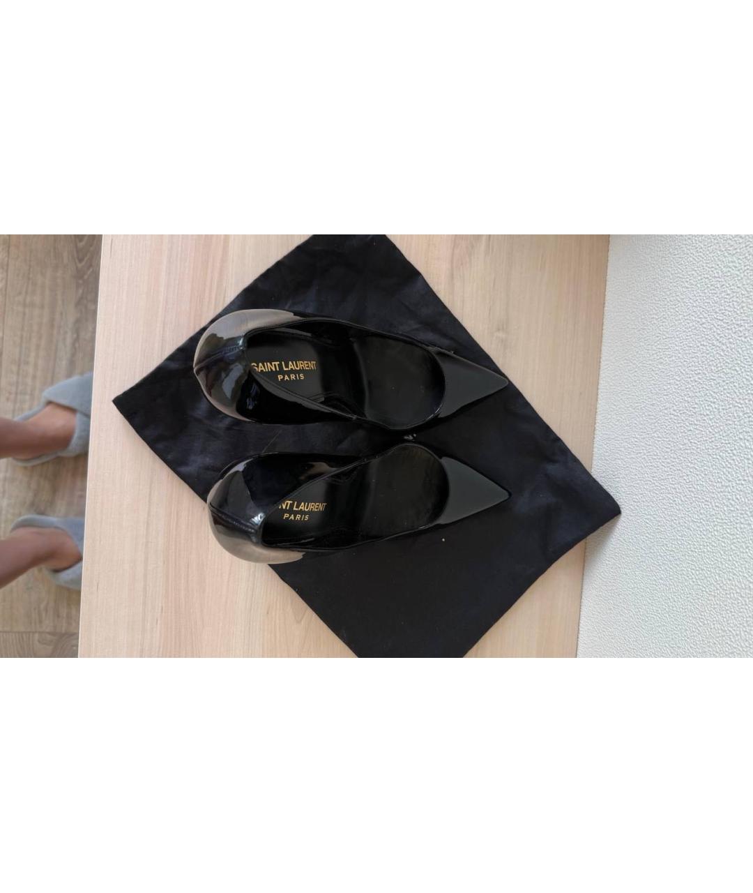 SAINT LAURENT Черные туфли из лакированной кожи, фото 2