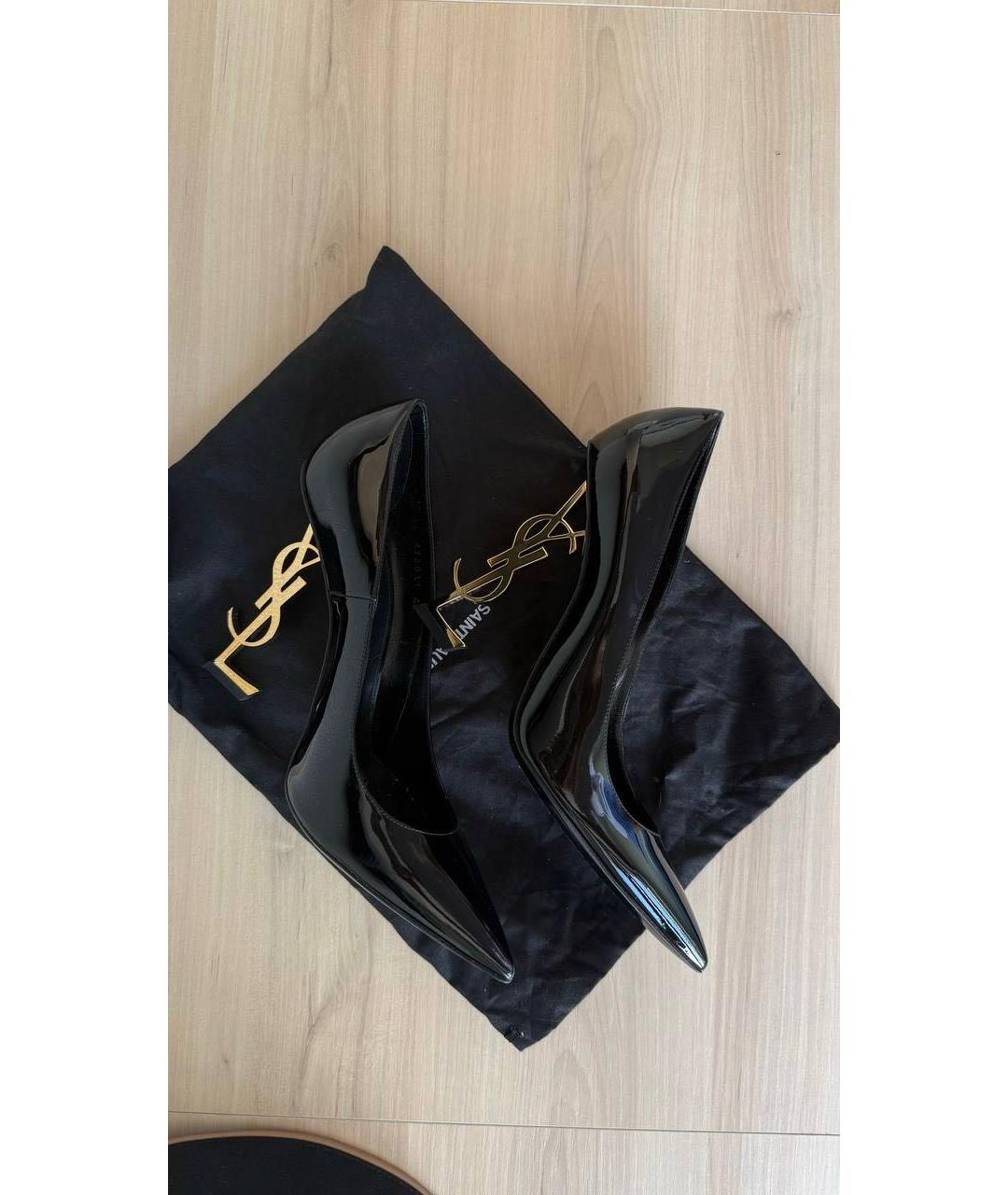 SAINT LAURENT Черные туфли из лакированной кожи, фото 5