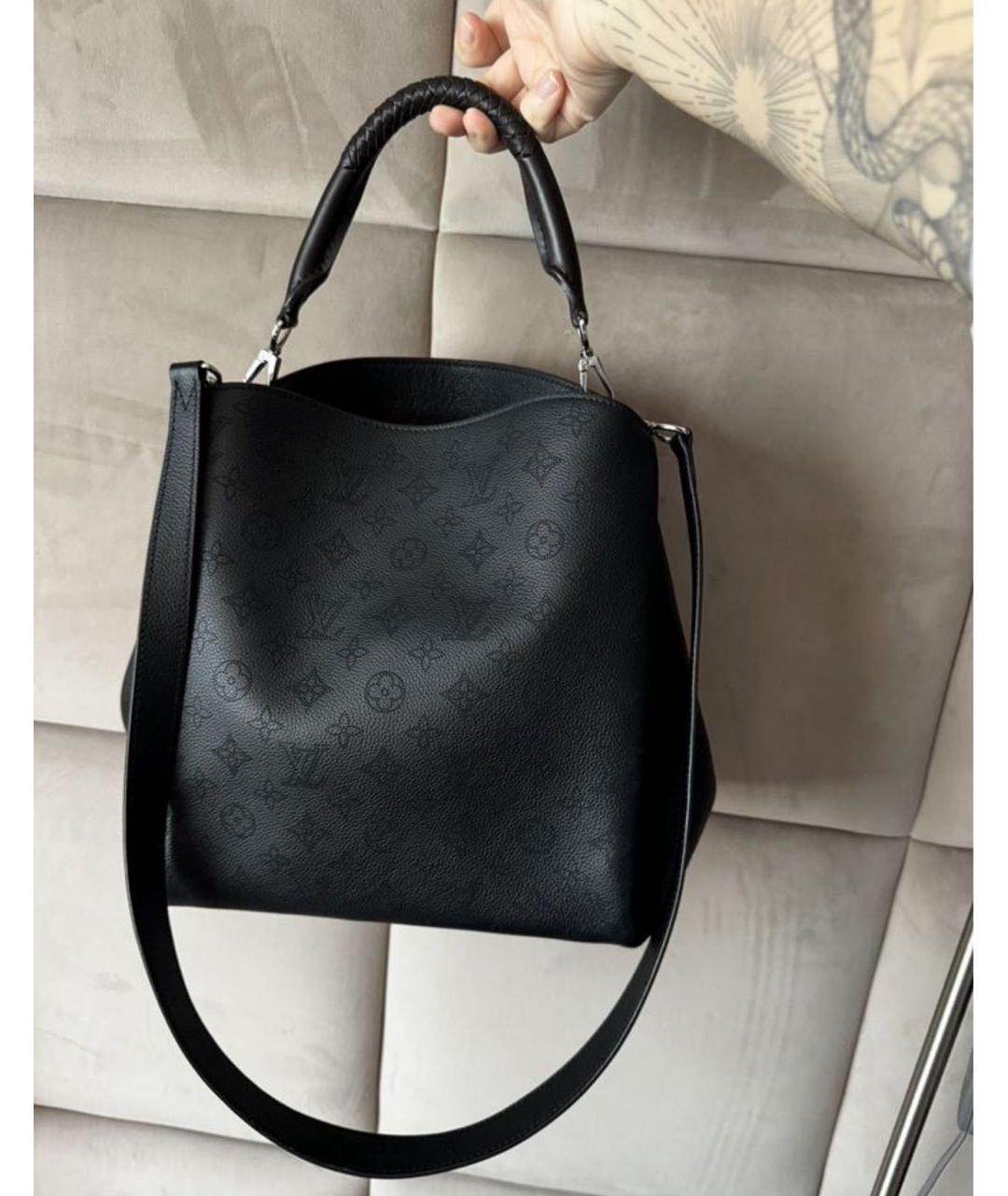 LOUIS VUITTON Черная кожаная сумка тоут, фото 6