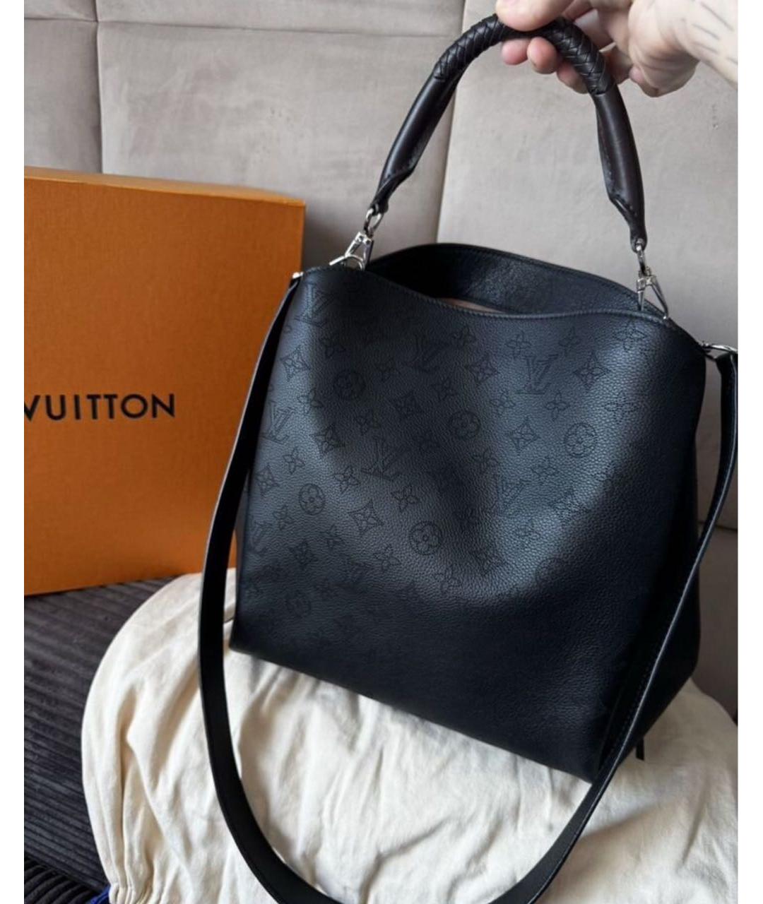 LOUIS VUITTON Черная кожаная сумка тоут, фото 3