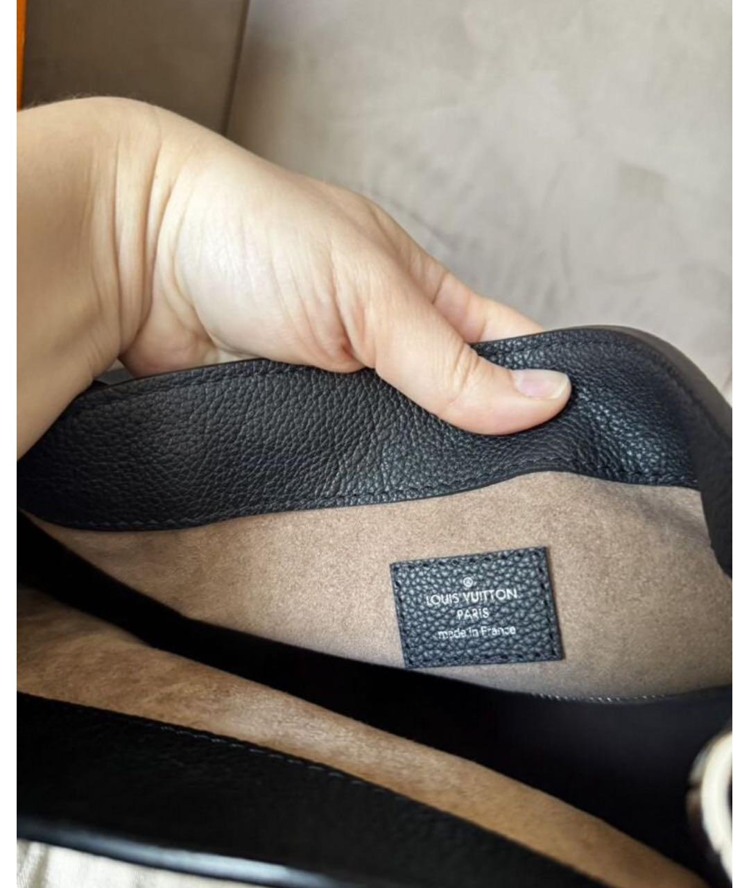 LOUIS VUITTON Черная кожаная сумка тоут, фото 4