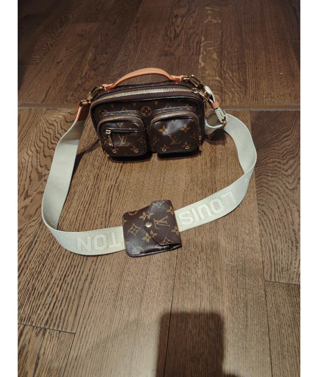 LOUIS VUITTON Коричневая кожаная сумка через плечо, фото 6