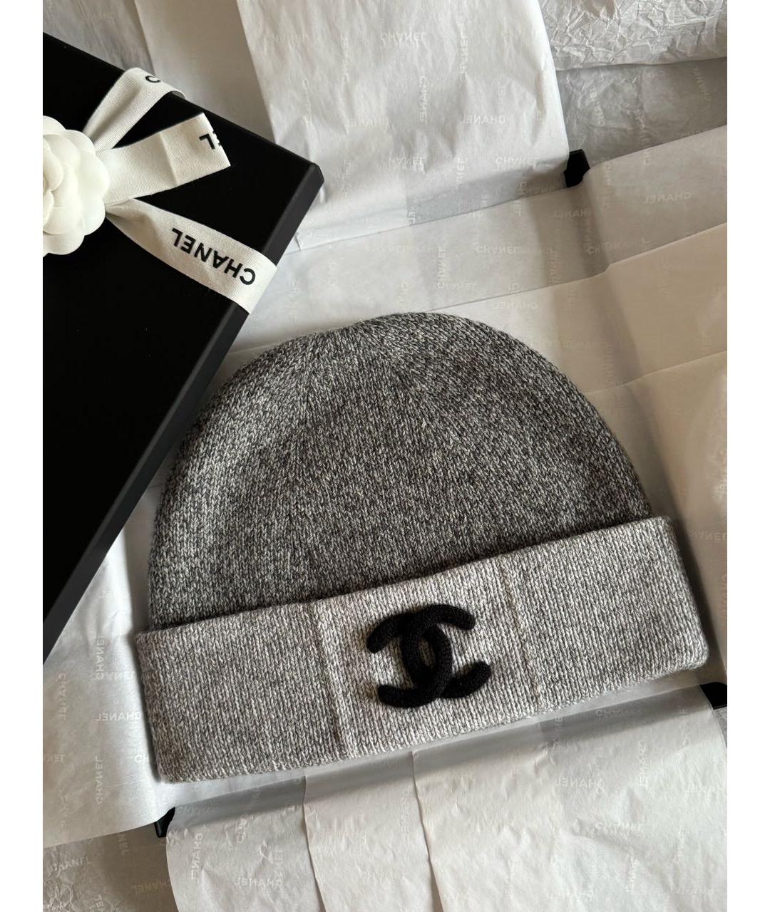CHANEL Серая кашемировая шапка, фото 9