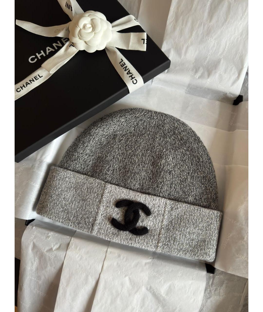 CHANEL Серая кашемировая шапка, фото 7