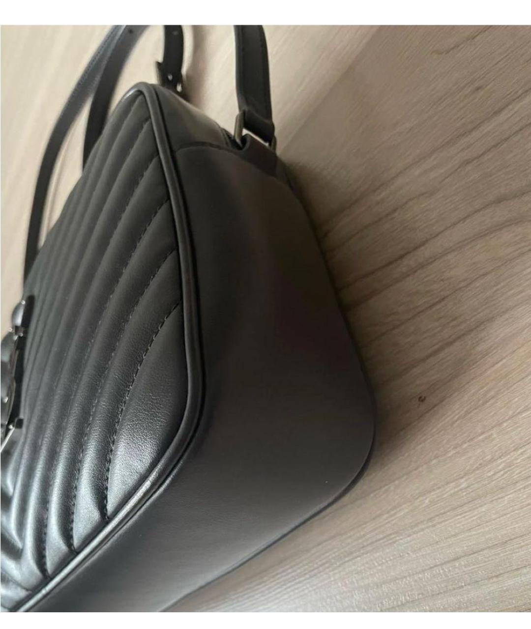 SAINT LAURENT Черная кожаная сумка тоут, фото 5