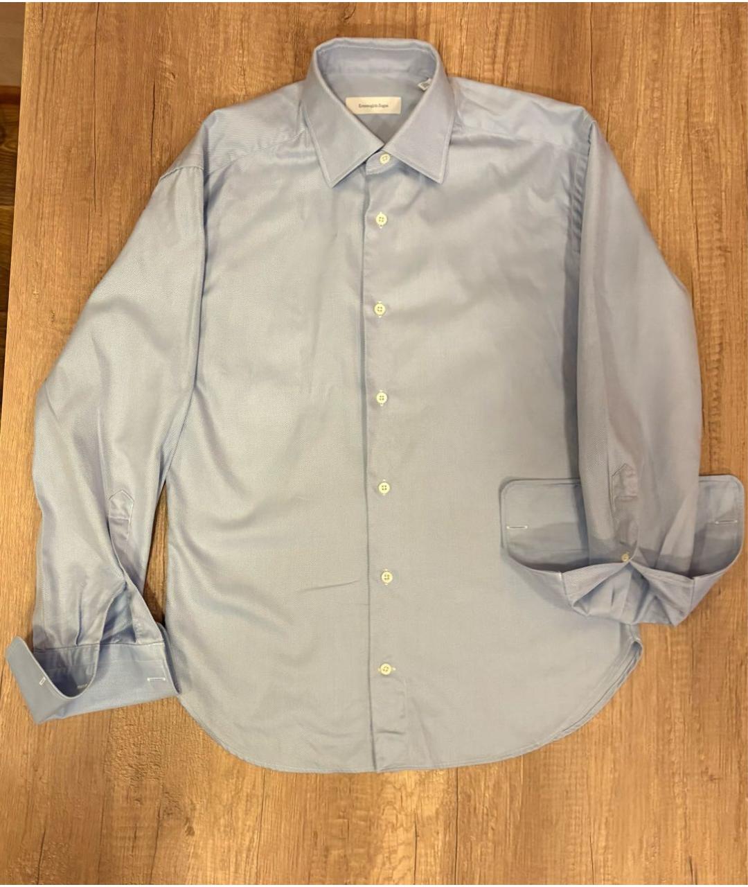 ERMENEGILDO ZEGNA XXX Голубая хлопковая классическая рубашка, фото 9