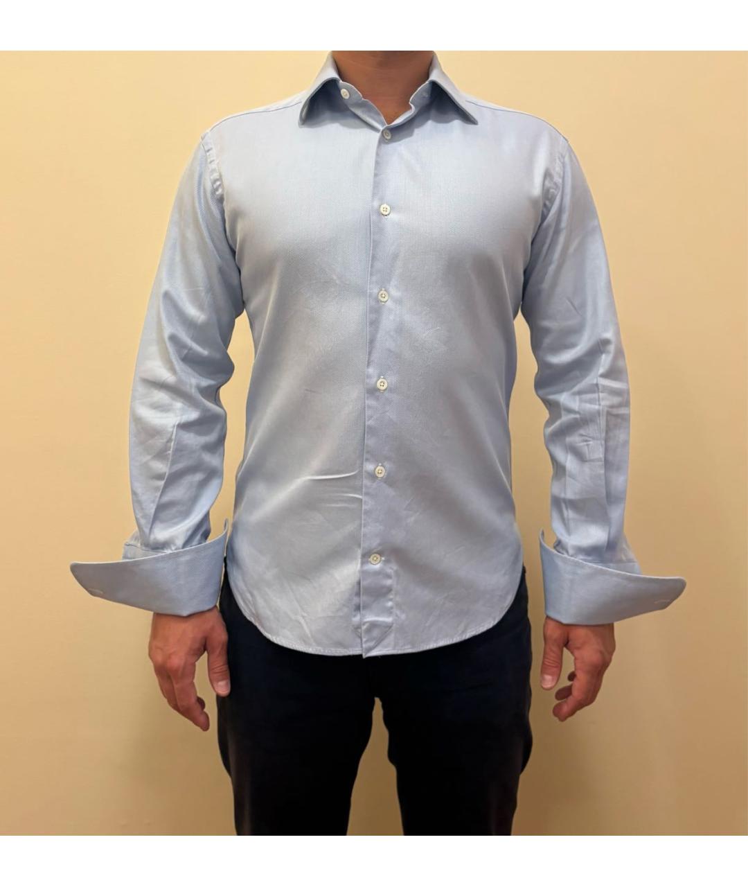 ERMENEGILDO ZEGNA XXX Голубая хлопковая классическая рубашка, фото 6