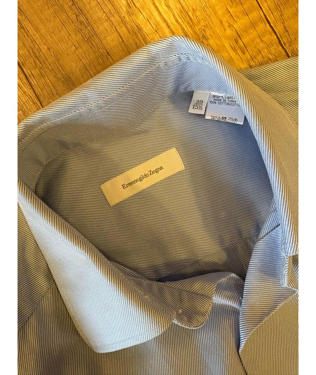ERMENEGILDO ZEGNA XXX Голубая хлопковая классическая рубашка, фото 3