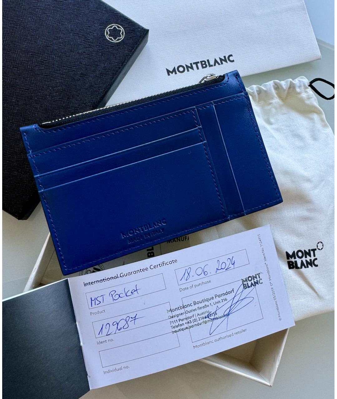 MONTBLANC Синяя кожаная визитница, фото 8