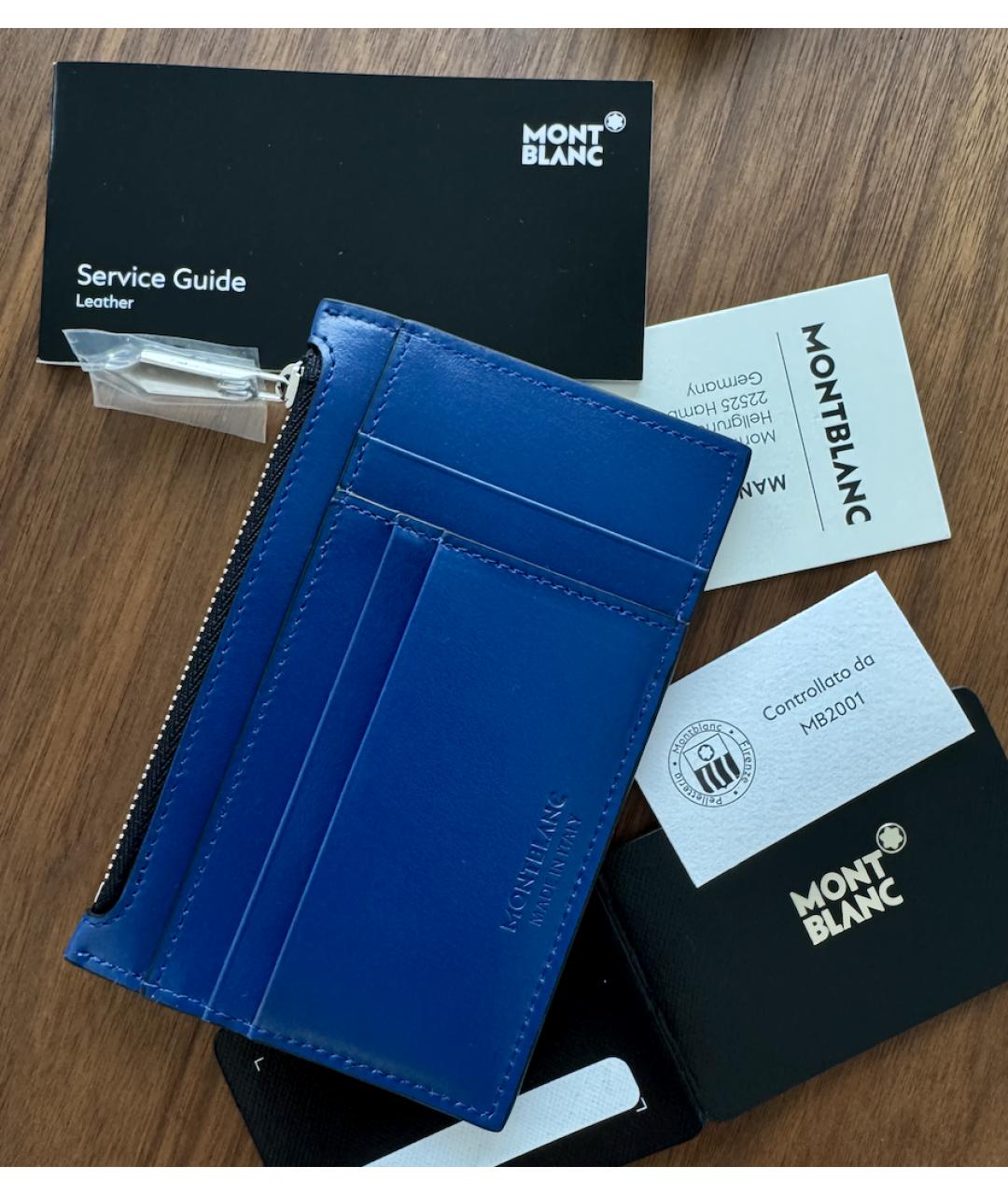 MONTBLANC Синяя кожаная визитница, фото 3