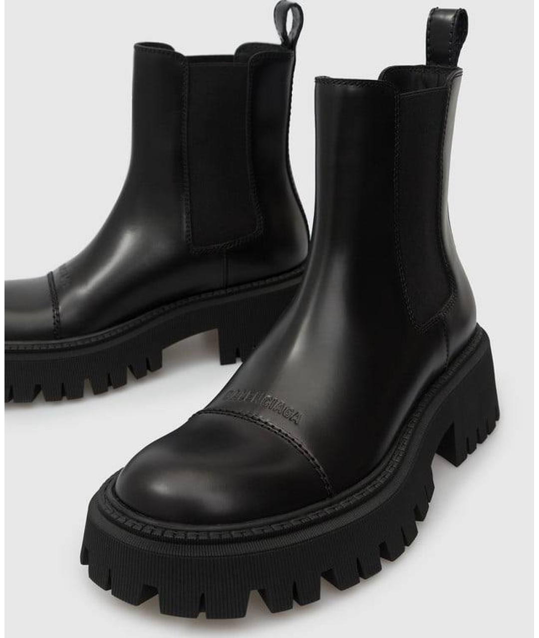 BALENCIAGA Черные кожаные ботинки, фото 4