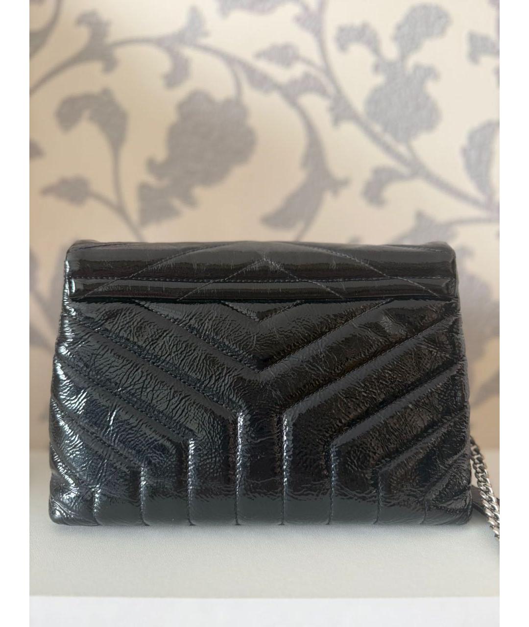SAINT LAURENT Черная сумка тоут из лакированной кожи, фото 3
