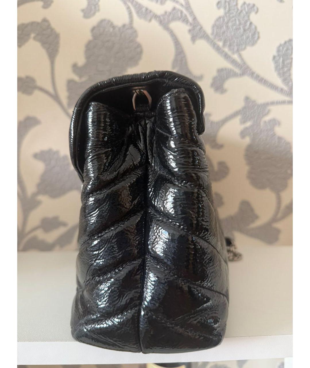 SAINT LAURENT Черная сумка тоут из лакированной кожи, фото 4