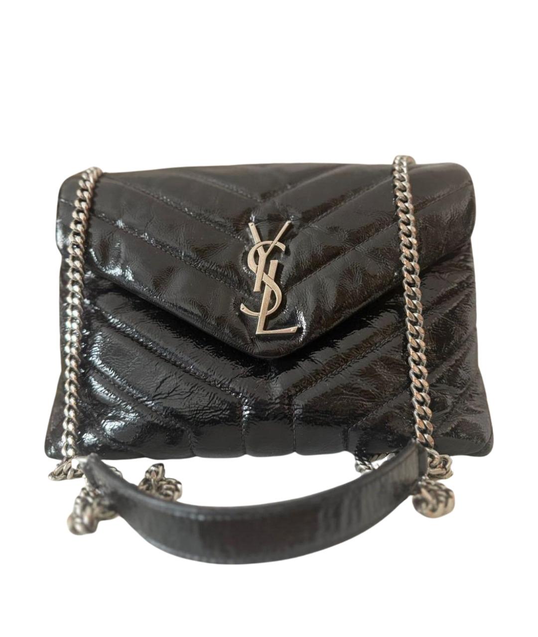 SAINT LAURENT Черная сумка тоут из лакированной кожи, фото 1