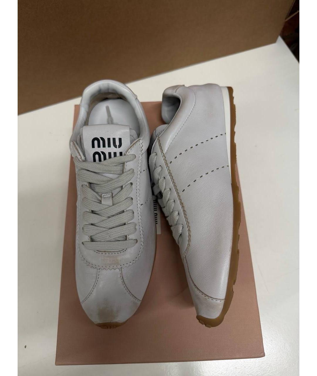MIU MIU Белые кожаные кеды, фото 8