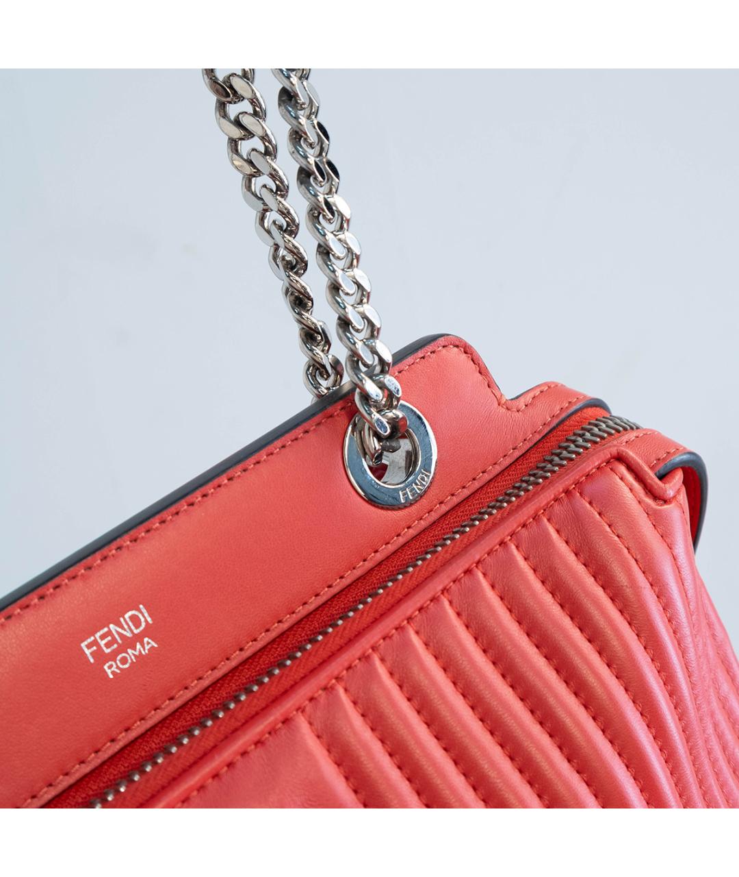 FENDI Красная кожаная сумка через плечо, фото 5
