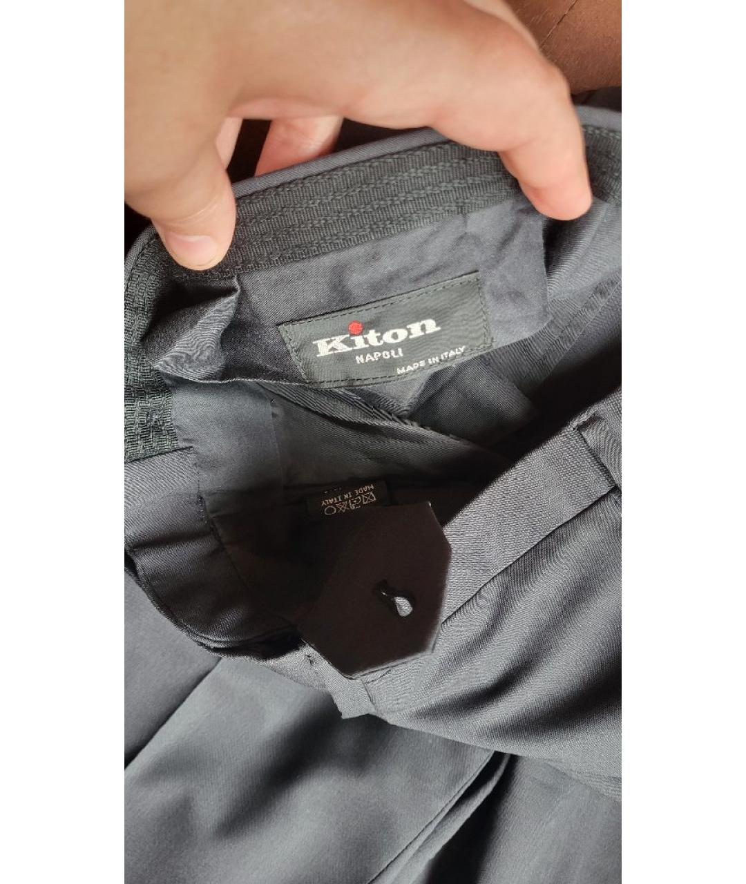 KITON Черные хлопковые классические брюки, фото 4