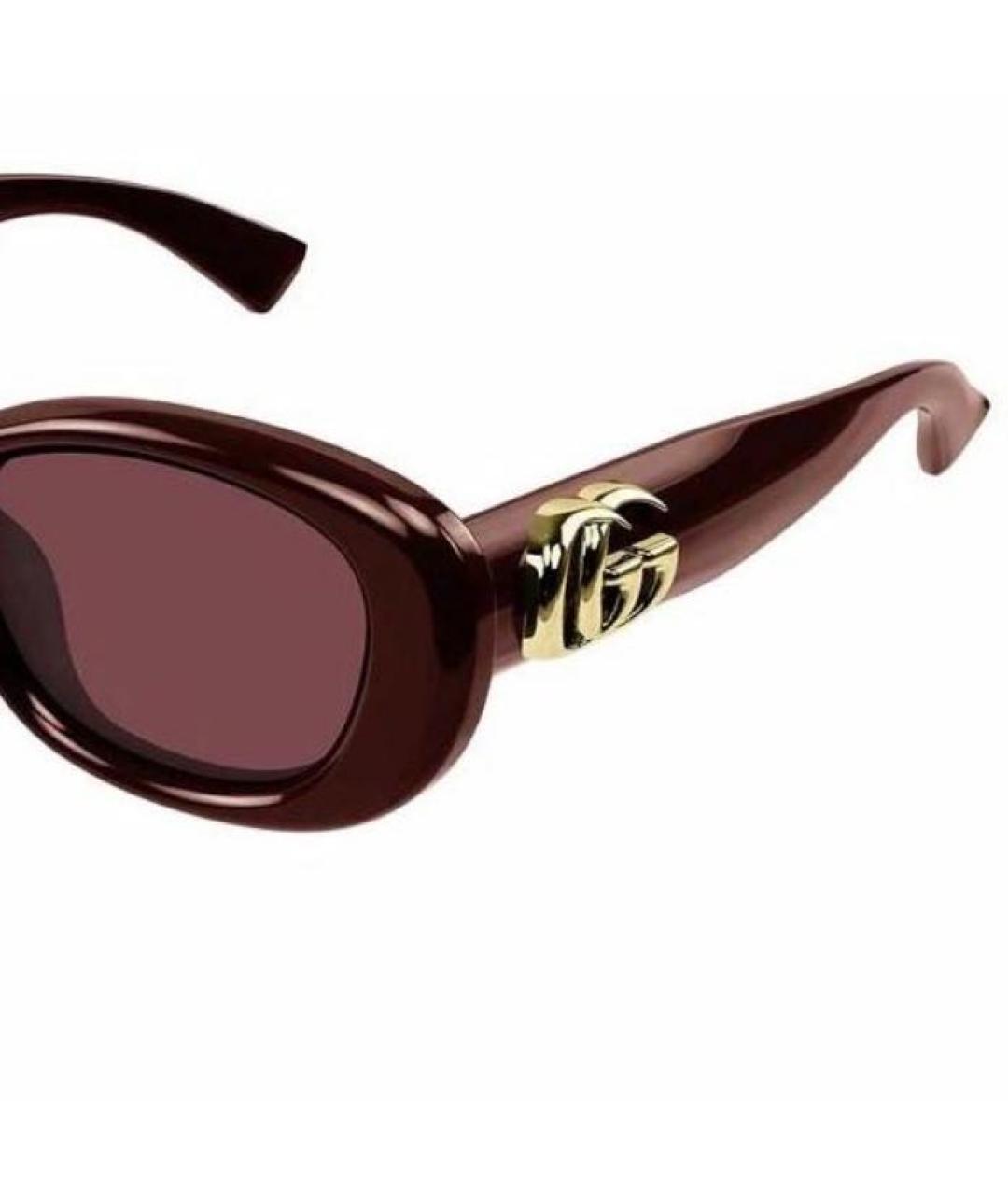 GUCCI Бордовые пластиковые солнцезащитные очки, фото 2