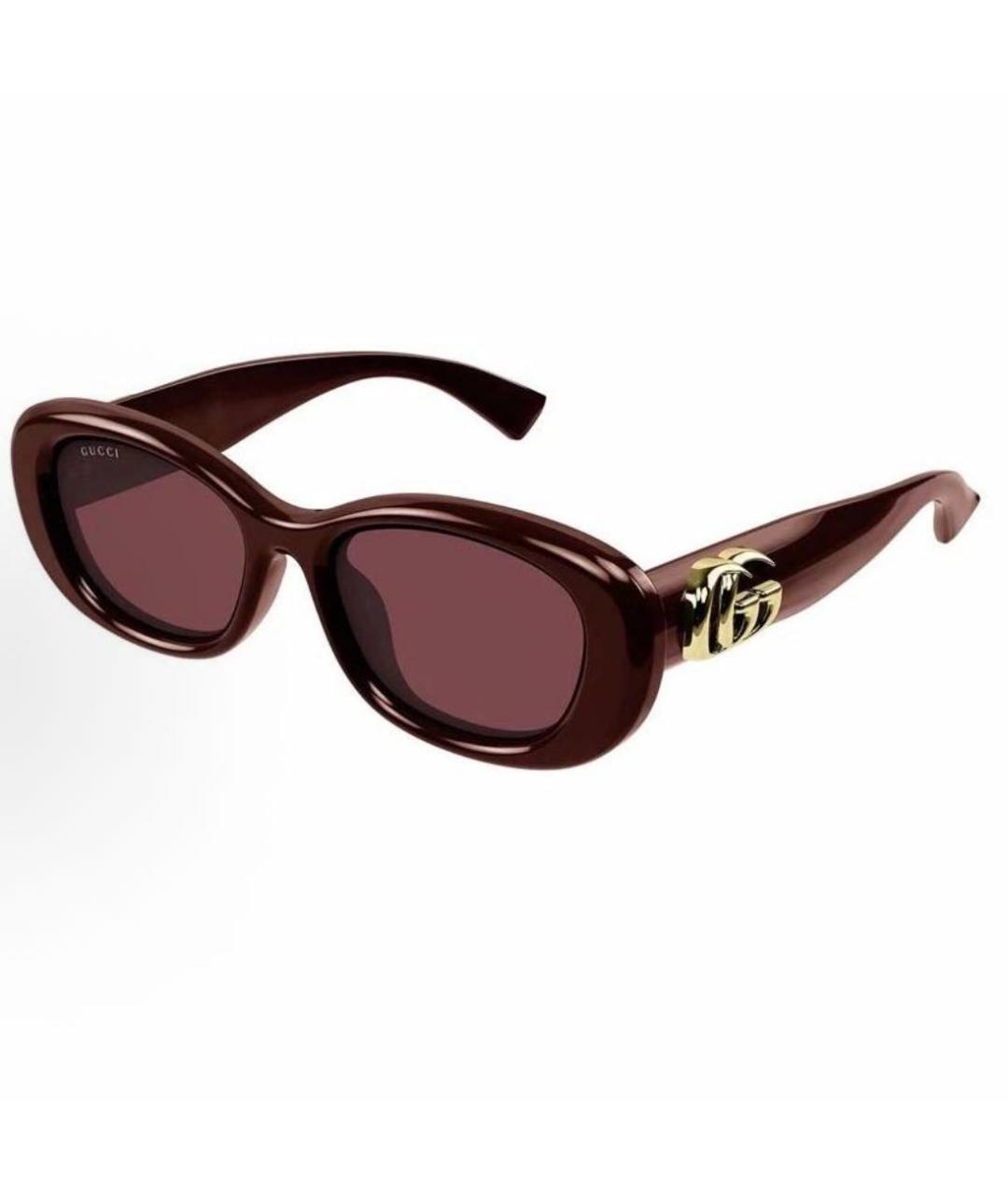 GUCCI Бордовые пластиковые солнцезащитные очки, фото 3