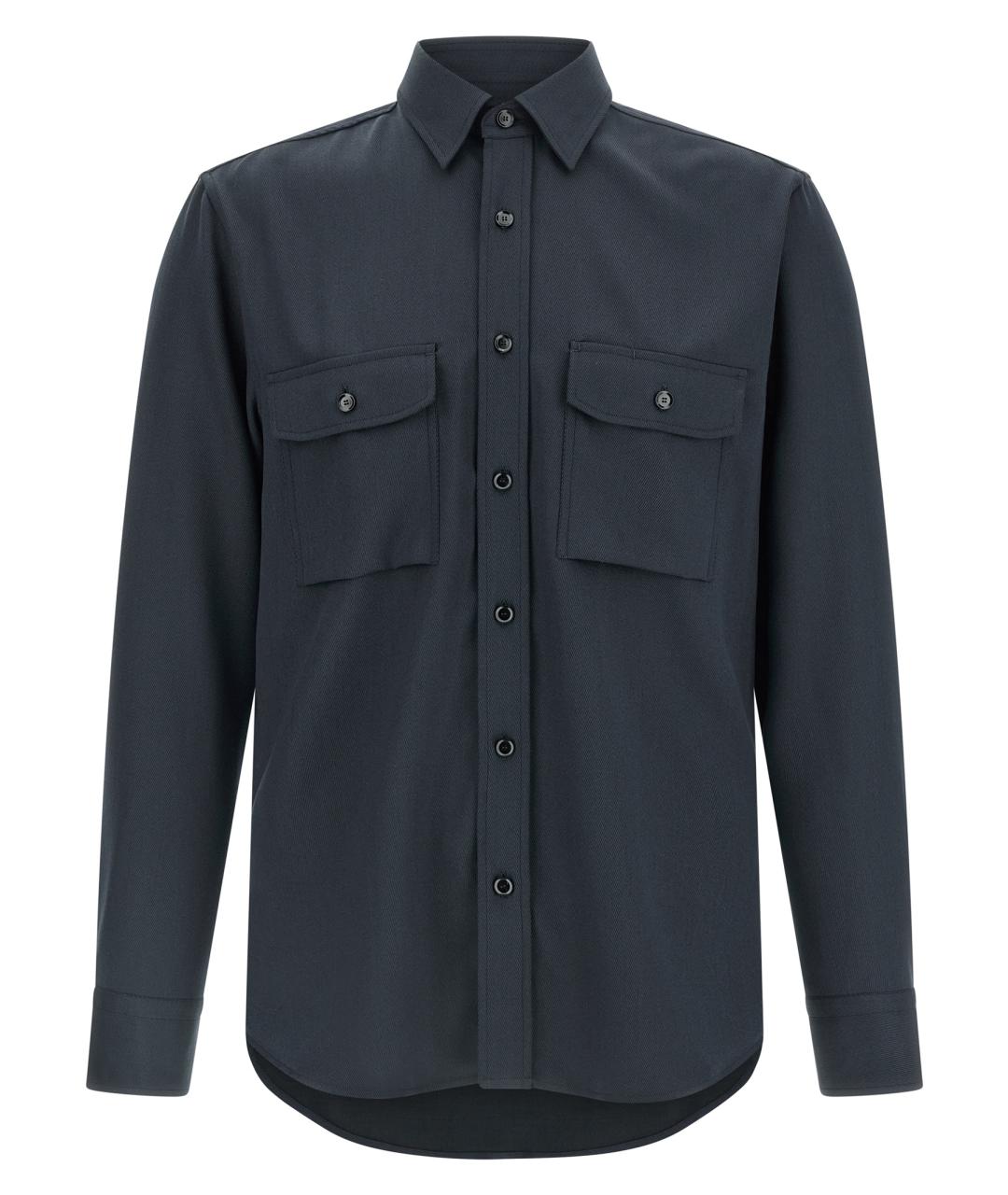 BRIONI Синяя шерстяная кэжуал рубашка, фото 1