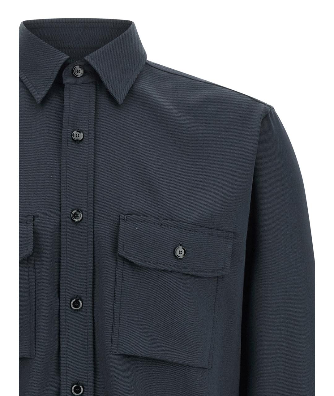 BRIONI Синяя шерстяная кэжуал рубашка, фото 2