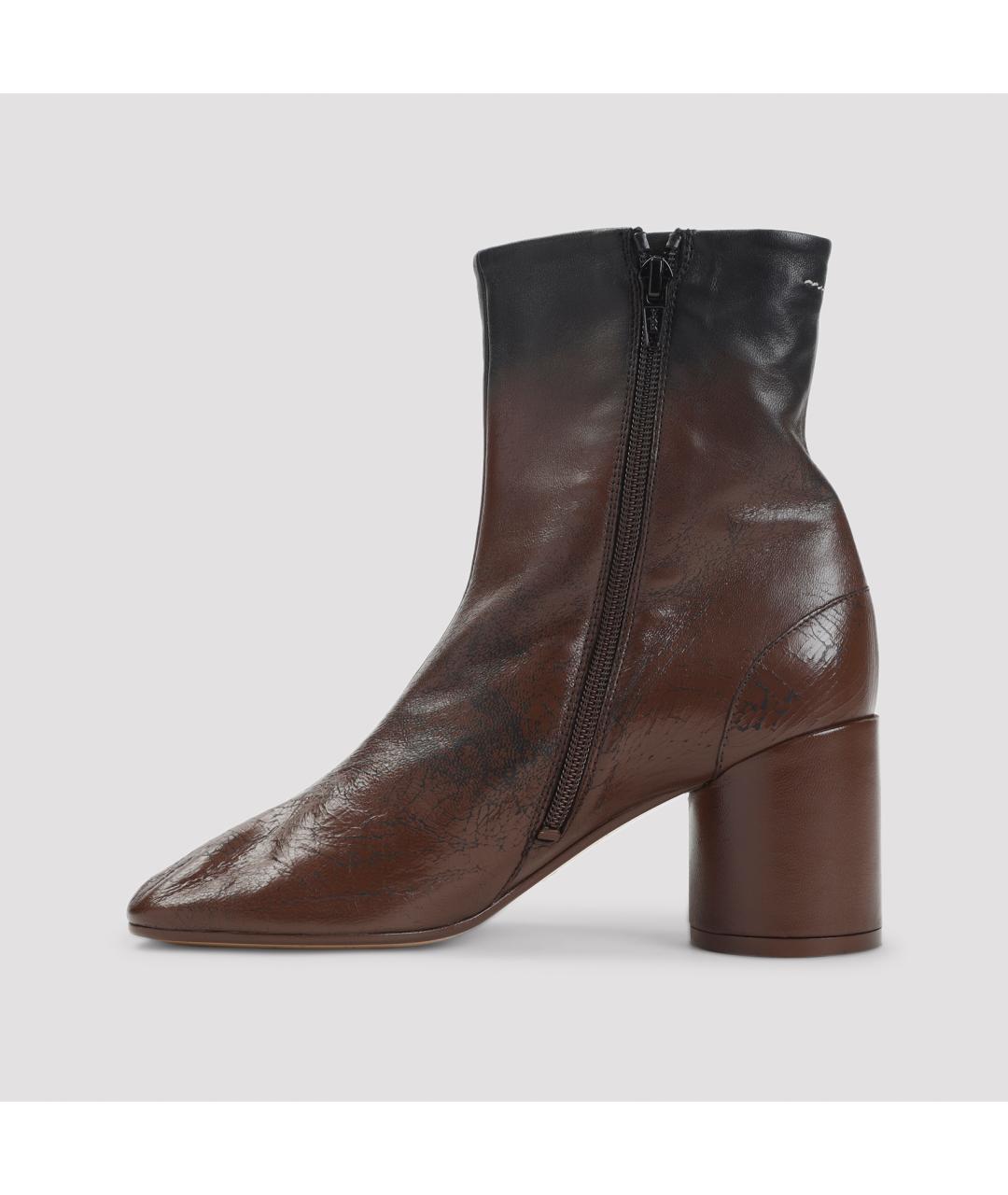 MM6 MAISON MARGIELA Коричневые кожаные ботильоны, фото 4