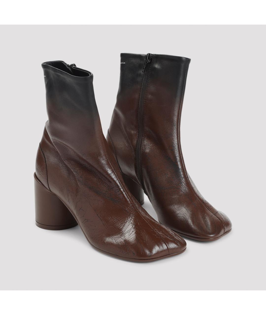 MM6 MAISON MARGIELA Коричневые кожаные ботильоны, фото 5