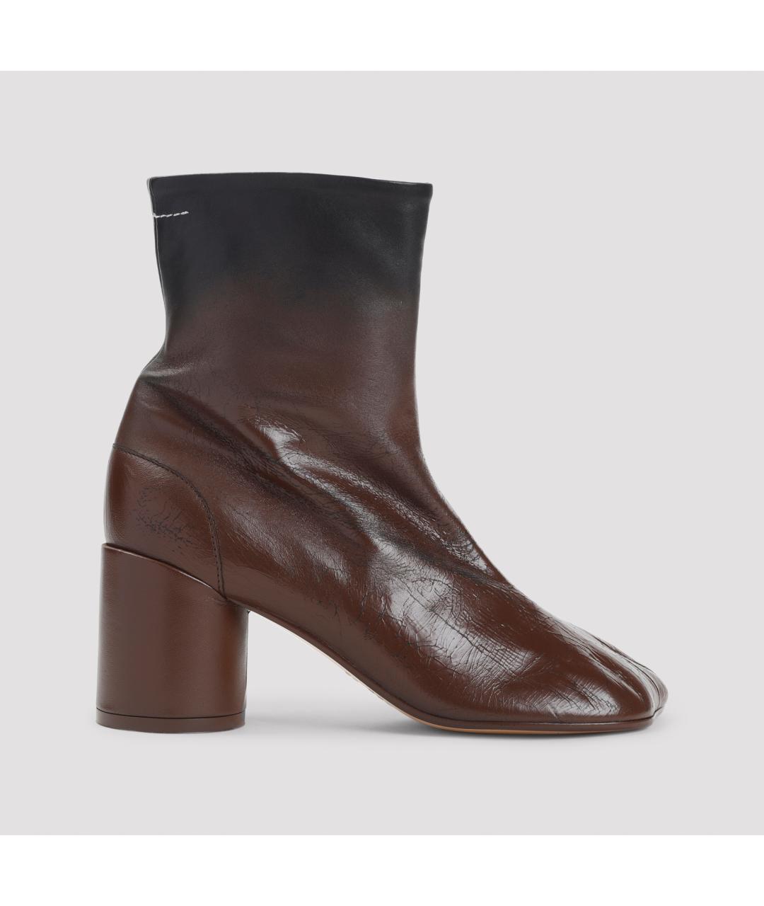 MM6 MAISON MARGIELA Коричневые кожаные ботильоны, фото 3