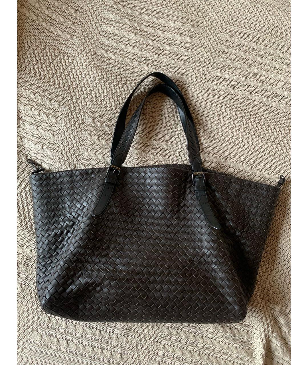 BOTTEGA VENETA Коричневая кожаная сумка тоут, фото 9