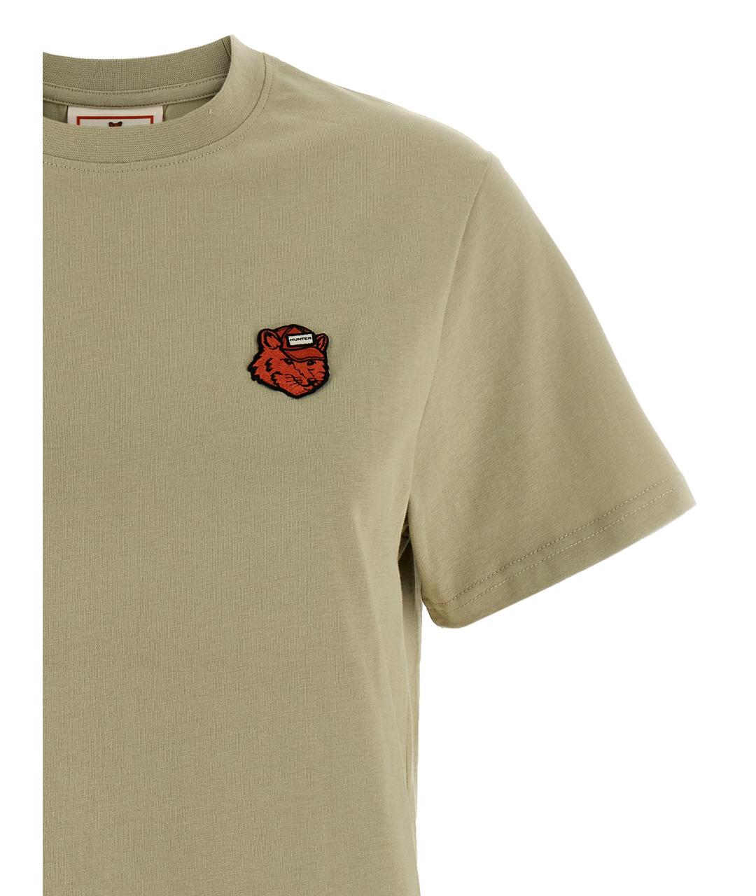 MAISON KITSUNE Зеленая хлопковая футболка, фото 3