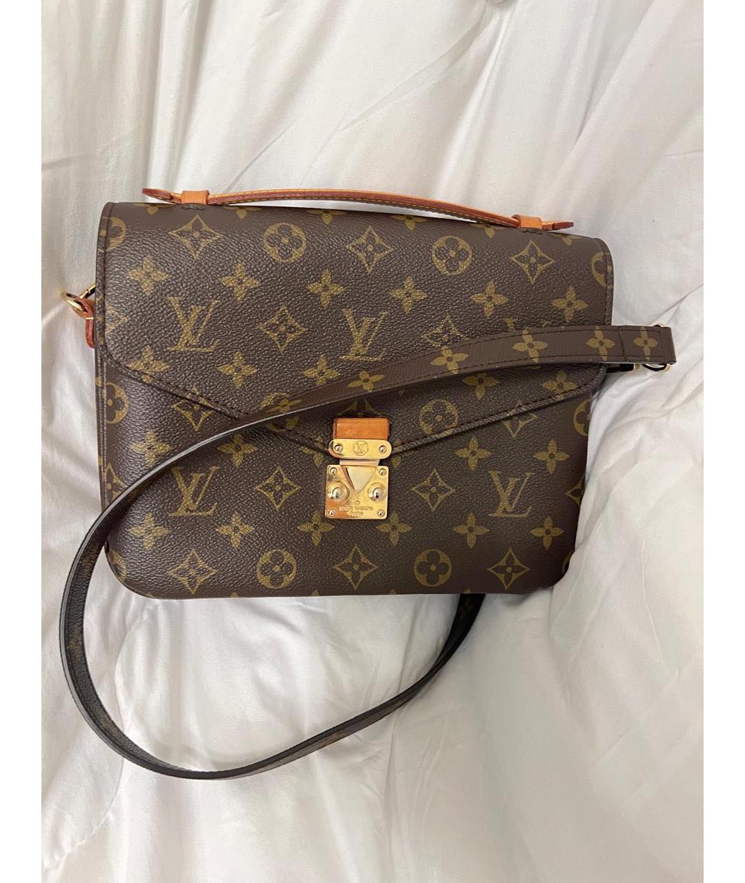 LOUIS VUITTON Коричневая кожаная сумка через плечо, фото 7