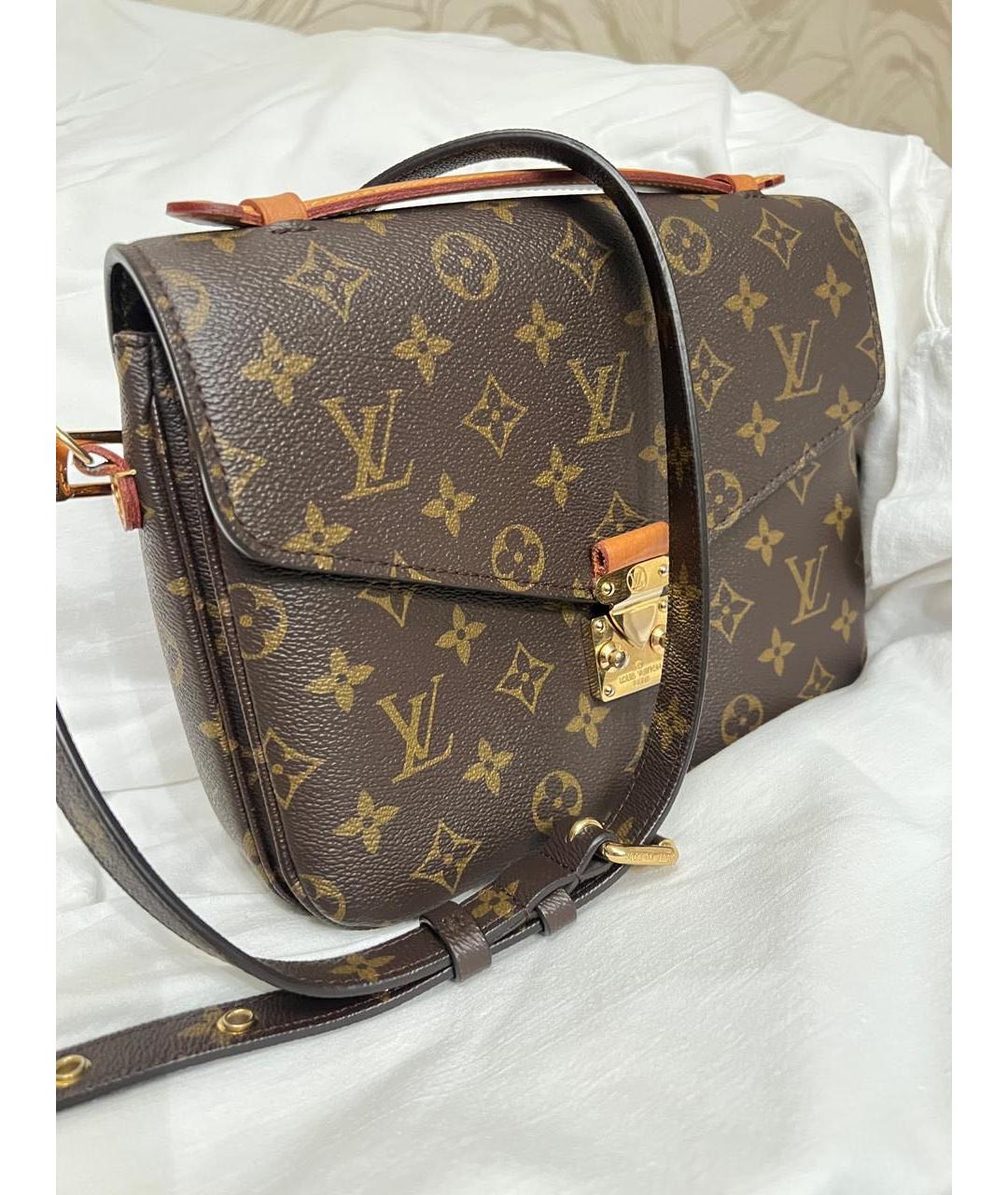 LOUIS VUITTON Коричневая кожаная сумка через плечо, фото 2