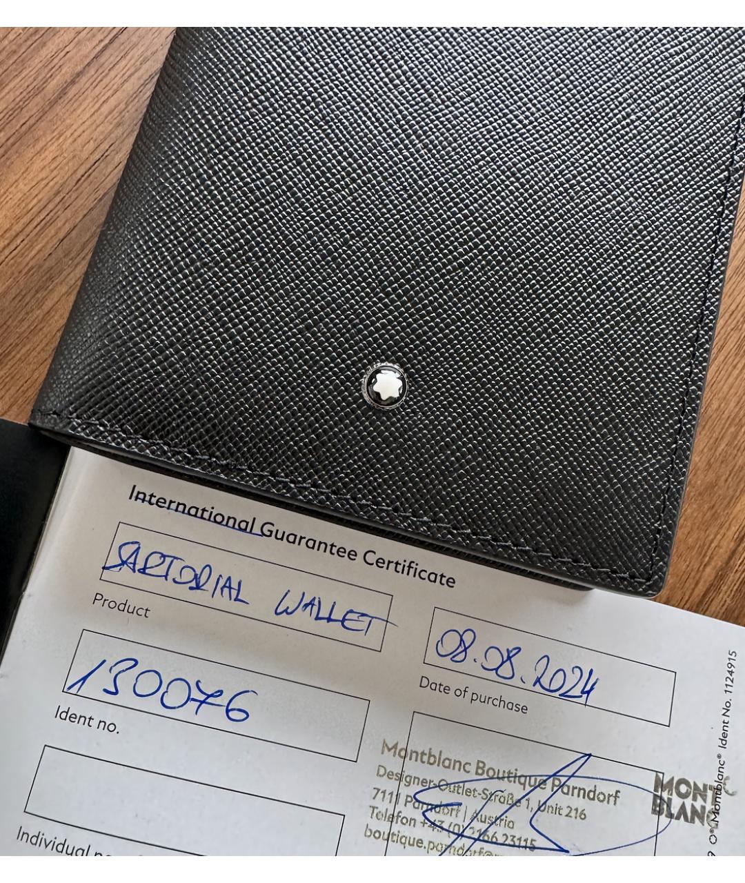 MONTBLANC Черный кожаный кошелек, фото 4
