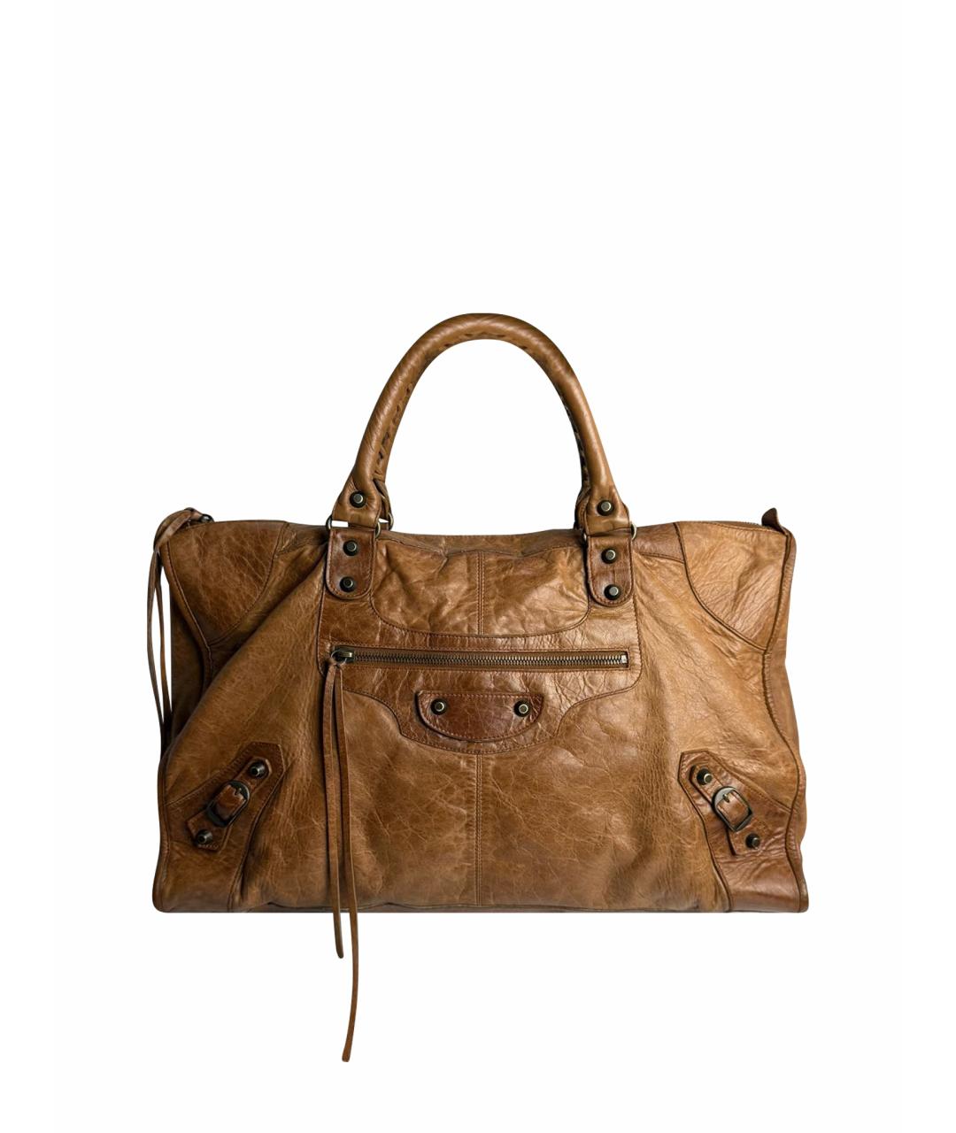 BALENCIAGA Коричневая кожаная сумка тоут, фото 1